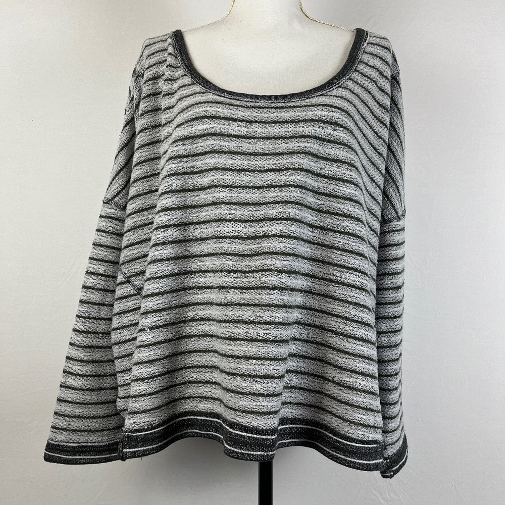 Free People Inside Out Crewneck Oversized Sz Large Grey